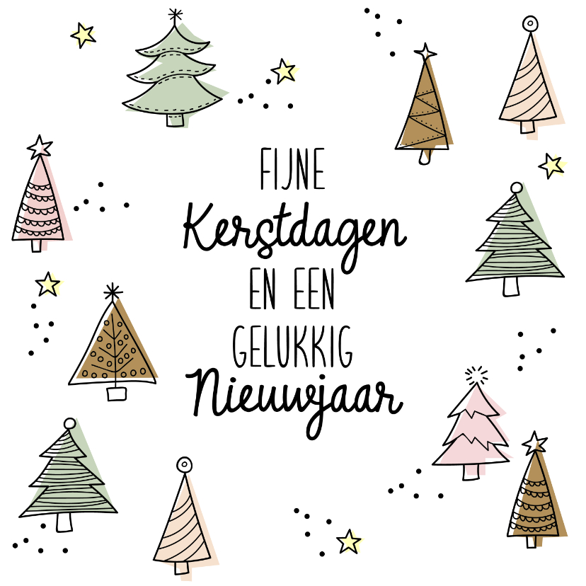 Kerstkaarten - Kerstbomen doodle