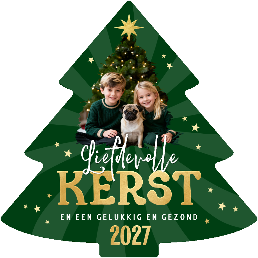 Kerstboom kerstkaart foto sterren liefdevolle kerst 2027 - Kerstkaarten Kerstkaarten - Kerstboom kerstkaart foto sterren liefdevolle kerst 2027