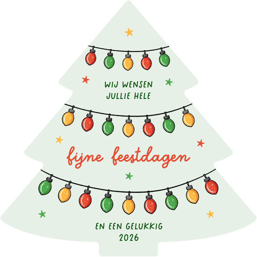 Kerstkaarten - Kerstboom kerstkaart kerstlampjes fijne kerst gelukkig 2026