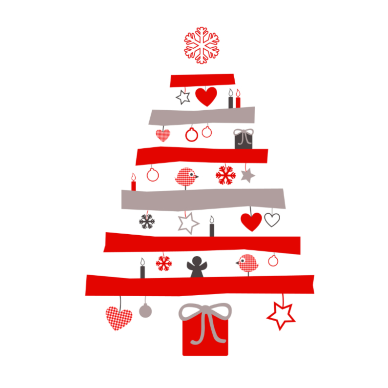 Kerstboom met illustraties - Kerstkaarten Kerstkaarten - Kerstboom met illustraties