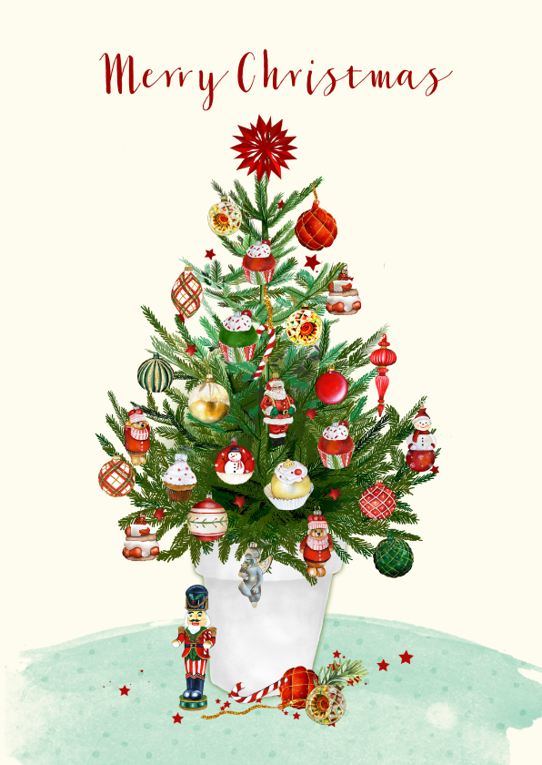 Kerstkaarten - Kerstboom ornamenten kerstbal