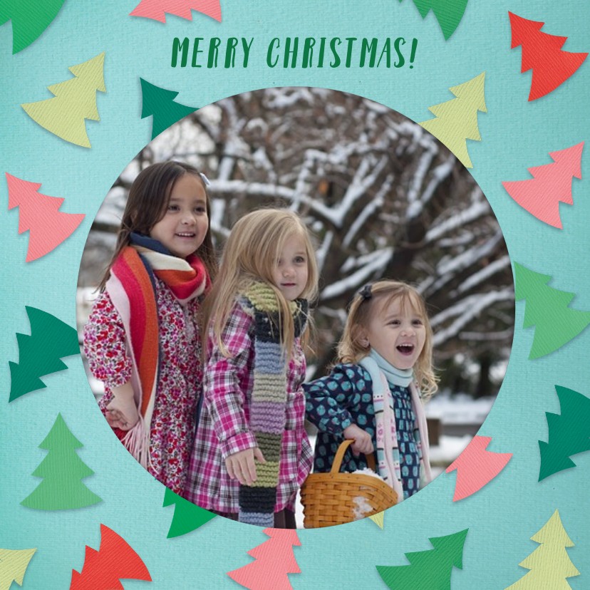 Kerstboompjes fotorand - Kerstkaarten Kerstkaarten - Kerstboompjes fotorand