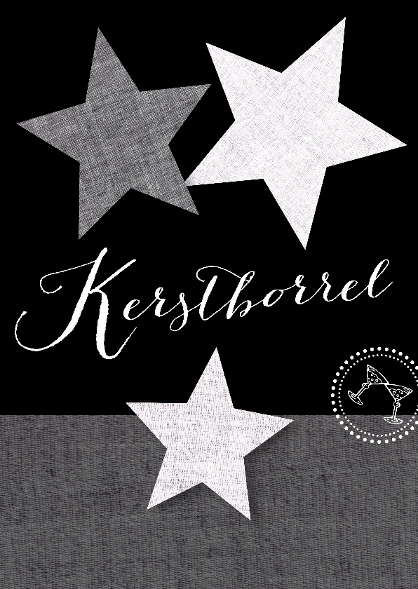 Kerstborrel sterren zwart wit grijs - Kerstkaarten Kerstkaarten - Kerstborrel sterren zwart wit grijs
