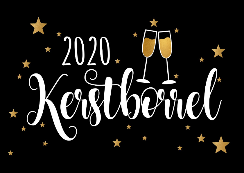 Kerstborrelkaart rechthoek zakelijk of privé - Kerstkaarten Kerstkaarten - Kerstborrelkaart rechthoek zakelijk of privé