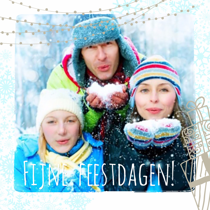 Kerstcollage 3 foto's met getekende lampjes - Kerstkaarten Kerstkaarten - Kerstcollage 3 foto's met getekende lampjes