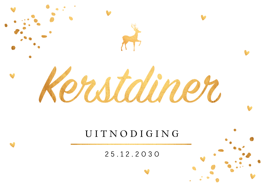 Kerstdiner uitnodiging confetti goud - Kerstkaarten Kerstkaarten - Kerstdiner uitnodiging confetti goud