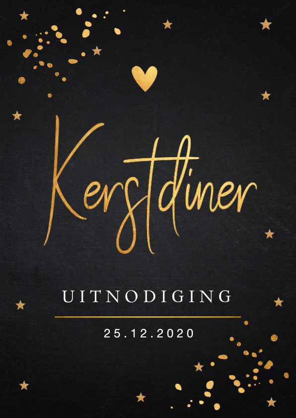 Kerstdiner uitnodiging goud confetti - Kerstkaarten Kerstkaarten - Kerstdiner uitnodiging goud confetti