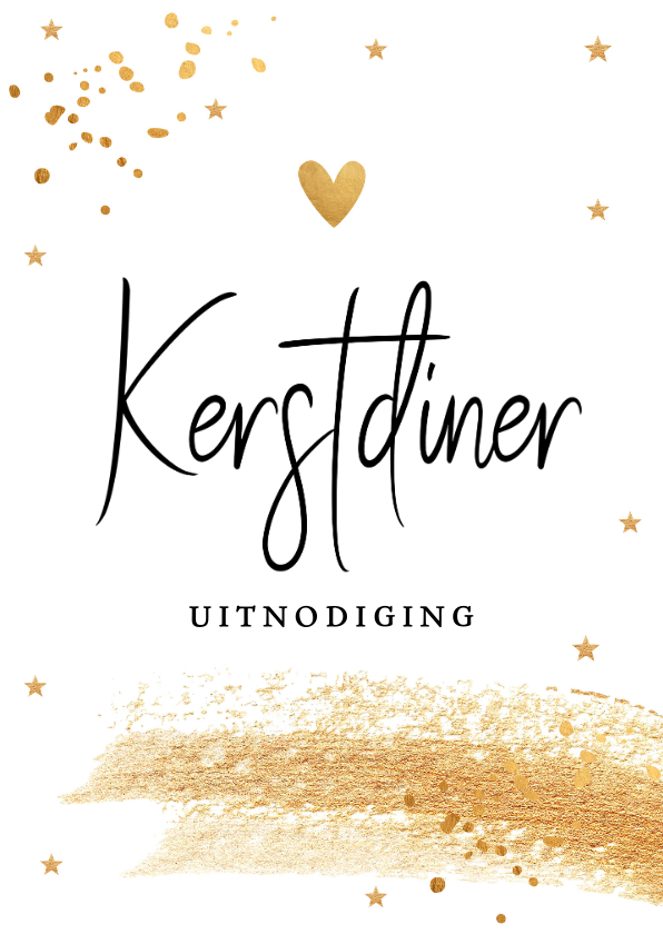 Kerstdiner uitnodiging goudlook confetti brush - Kerstkaarten Kerstkaarten - Kerstdiner uitnodiging goudlook confetti brush