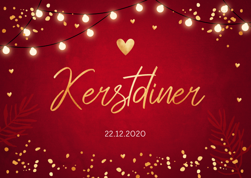 Kerstdiner uitnodiging rood design - Kerstkaarten Kerstkaarten - Kerstdiner uitnodiging rood design