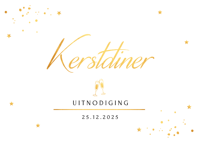 Kerstdiner uitnodiging wit confetti goudlook - Kerstkaarten Kerstkaarten - Kerstdiner uitnodiging wit confetti goudlook