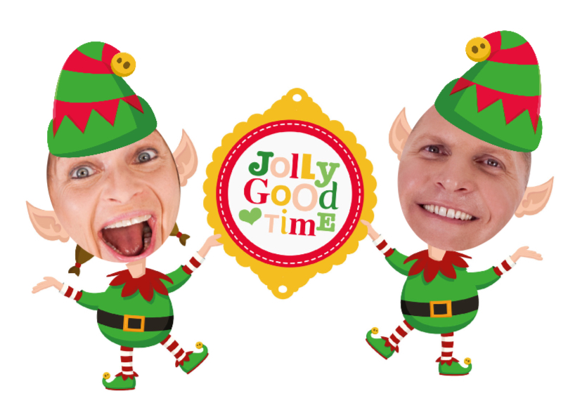 Kerstelfje 2 personen Eigen foto - Kerstkaarten Kerstkaarten - Kerstelfje 2 personen Eigen foto