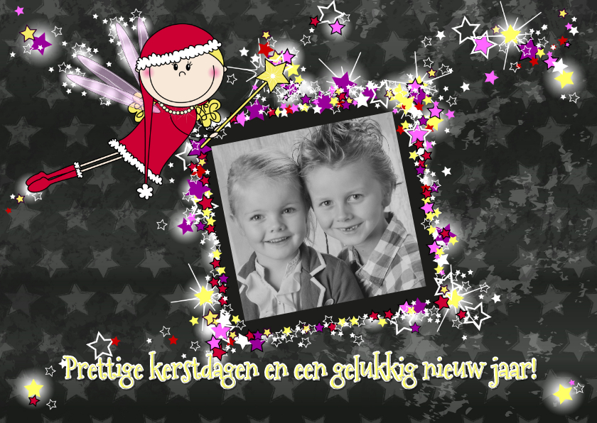 Kerstengeltje fotokaart ster - Kerstkaarten Kerstkaarten - Kerstengeltje fotokaart ster