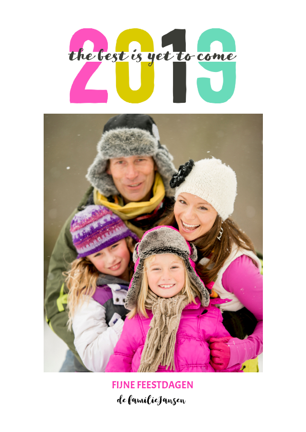 Kerstkaart 2019 gekleurde letters - Kerstkaarten Kerstkaarten - Kerstkaart 2019 gekleurde letters
