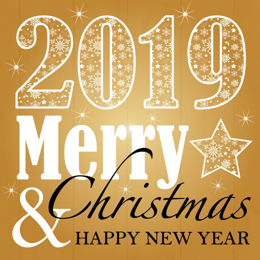 Kerstkaart 2019 typografie goud - Kerstkaarten Kerstkaarten - Kerstkaart 2019 typografie goud