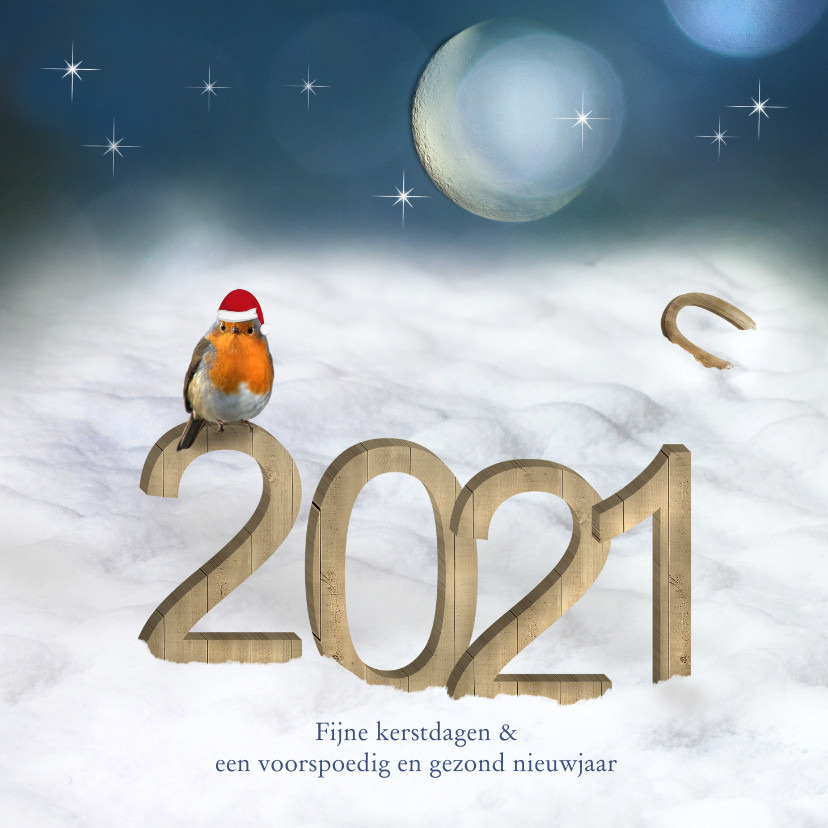 Kerstkaart 2020 houtprint in de sneeuw - Kerstkaarten Kerstkaarten - Kerstkaart 2020 houtprint in de sneeuw