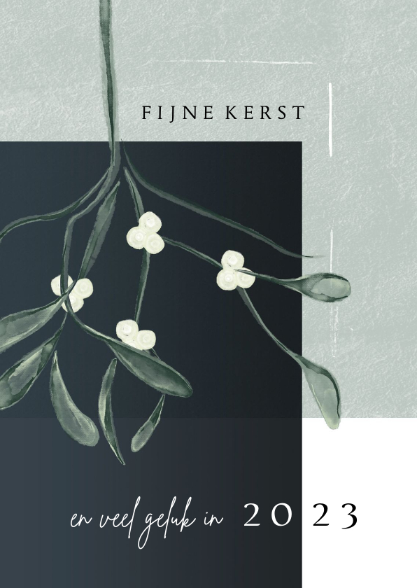 Kerstkaarten - Kerstkaart 2022-2023, met Mistletoe in waterverf