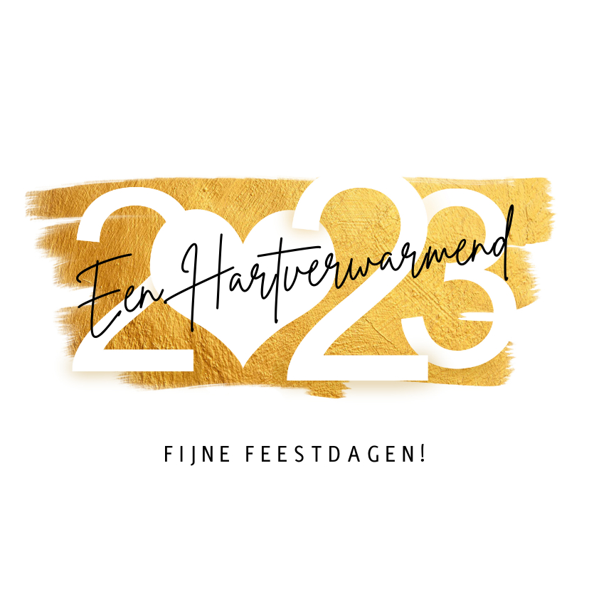 Kerstkaart 2023 hartverwarmend goud - Kerstkaarten Kerstkaarten - Kerstkaart 2023 hartverwarmend goud