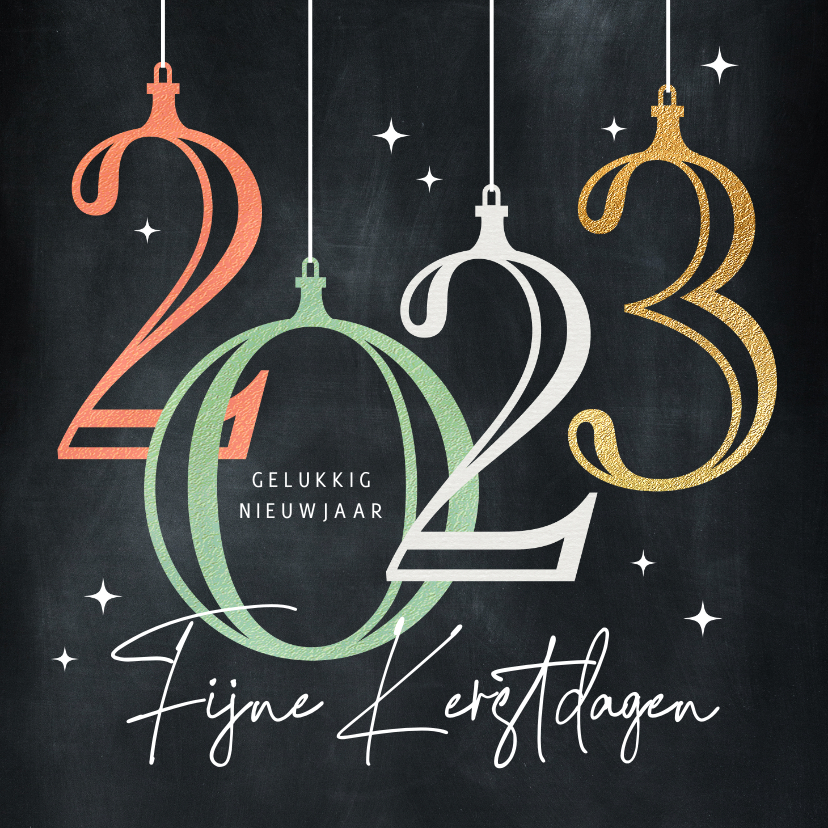 Kerstkaart 2023 stijlvolle kerstballen - Kerstkaarten Kerstkaarten - Kerstkaart 2023 stijlvolle kerstballen