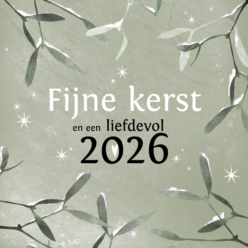 Kerstkaarten - Kerstkaart 2026-2027 modern met Maretakjes en sterretjes