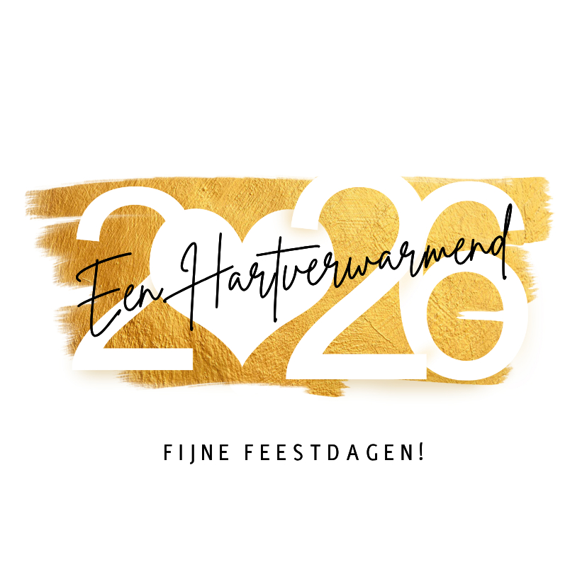 Kerstkaarten - Kerstkaart 2026 hartverwarmend goud