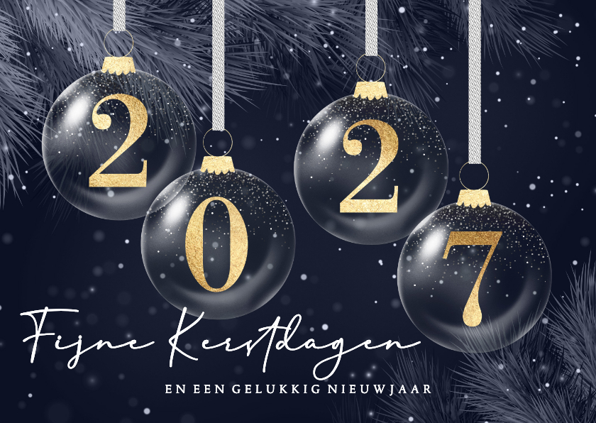 Kerstkaart 2027 blauwe dennentakken - Kerstkaarten Kerstkaarten - Kerstkaart 2027 blauwe dennentakken