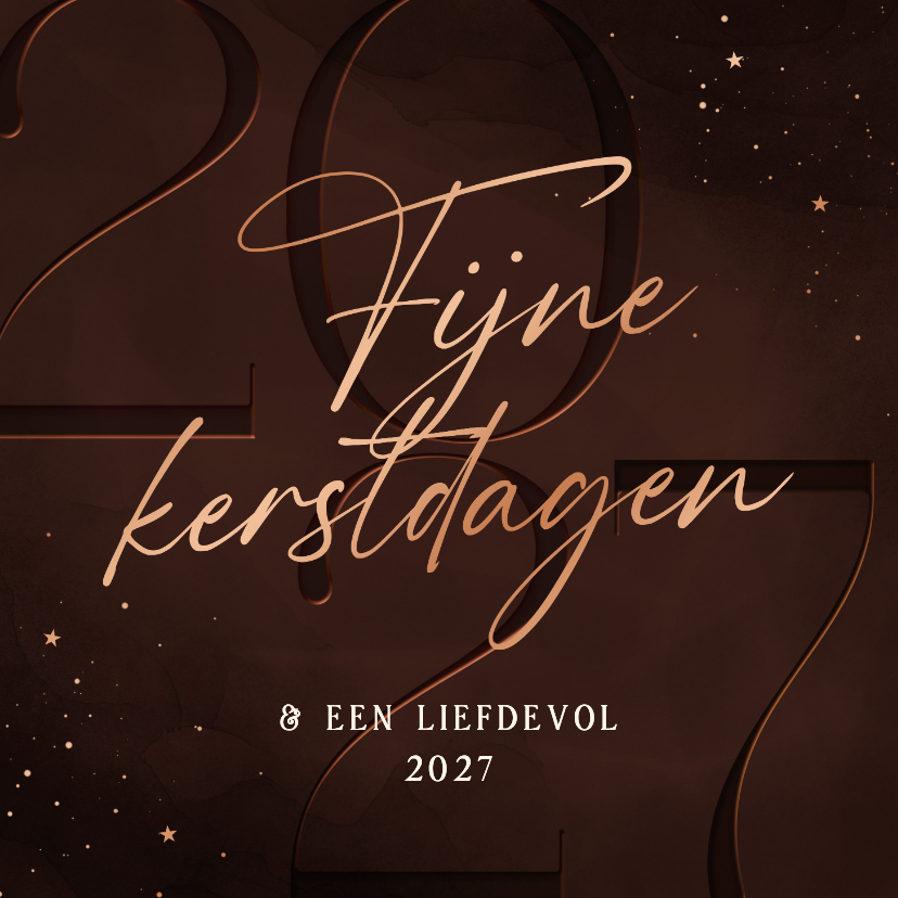 Kerstkaarten - Kerstkaart 2027 donkerrood fijne kerstdagen koper