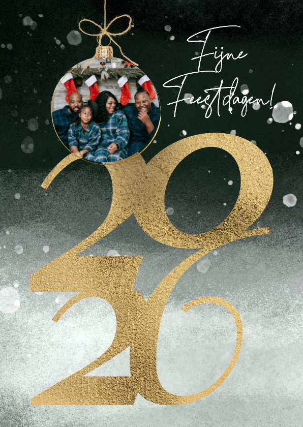 Kerstkaart 2027 goud winterlandschap - Kerstkaarten Kerstkaarten - Kerstkaart 2027 goud winterlandschap