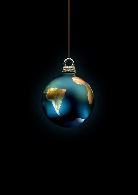 Kerstkaart Aarde als kerstbal - Kerstkaarten Kerstkaarten - Kerstkaart Aarde als kerstbal