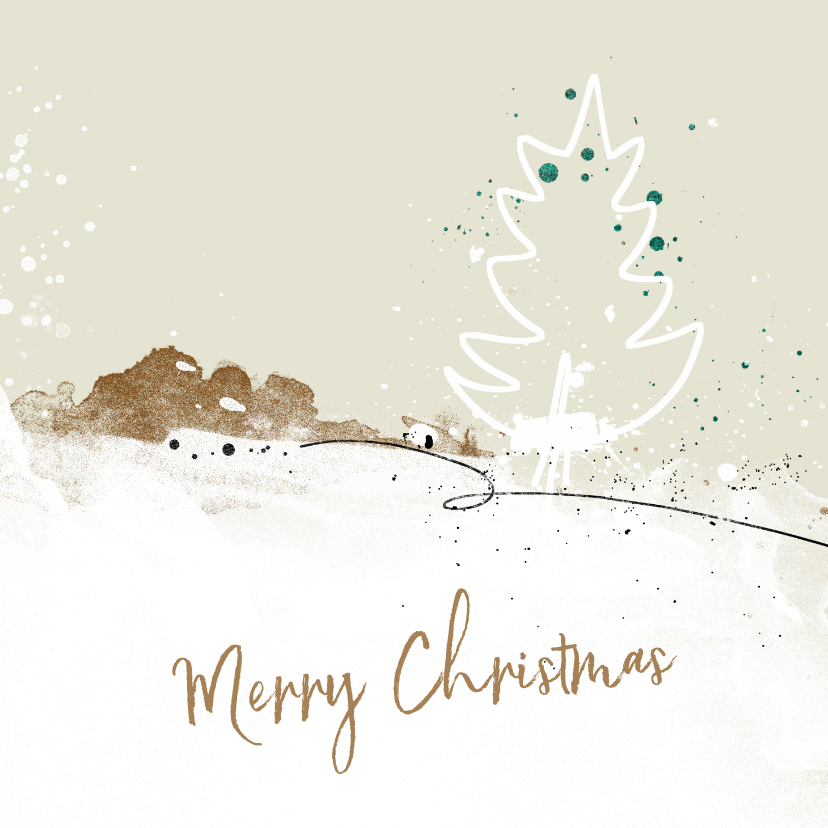 Kerstkaart abstract wit kerstboom - Kerstkaarten Kerstkaarten - Kerstkaart abstract wit kerstboom