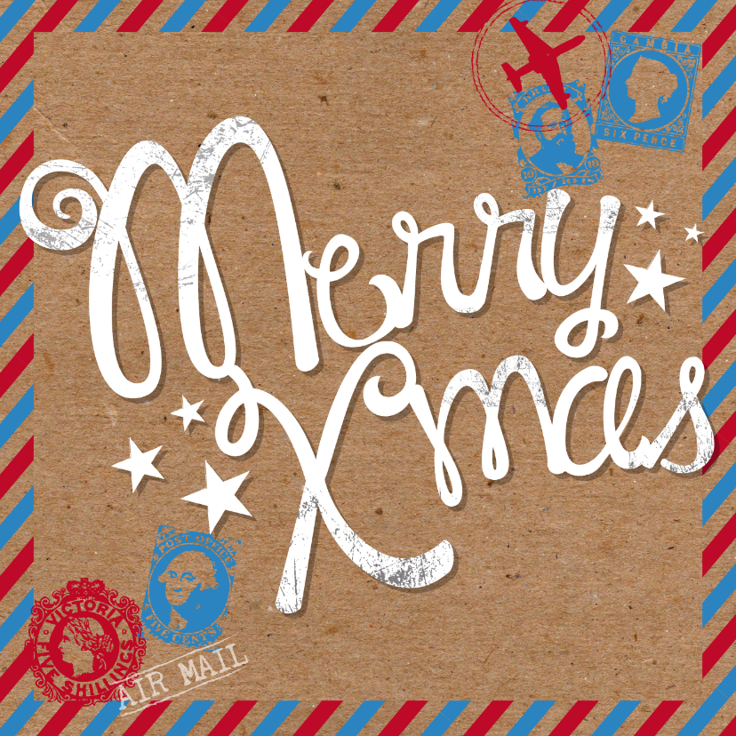 Kerstkaart airmail kraftlook - Kerstkaarten Kerstkaarten - Kerstkaart airmail kraftlook