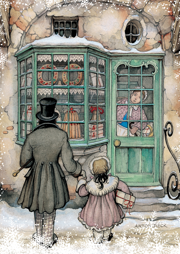 Kerstkaart Anton Pieck illustratie voor de Kaartje2go