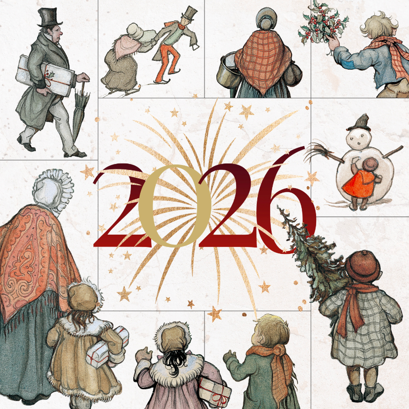 Kerstkaart Anton Pieck vuurwerk 2026 - Kerstkaarten Kerstkaarten - Kerstkaart Anton Pieck vuurwerk 2026