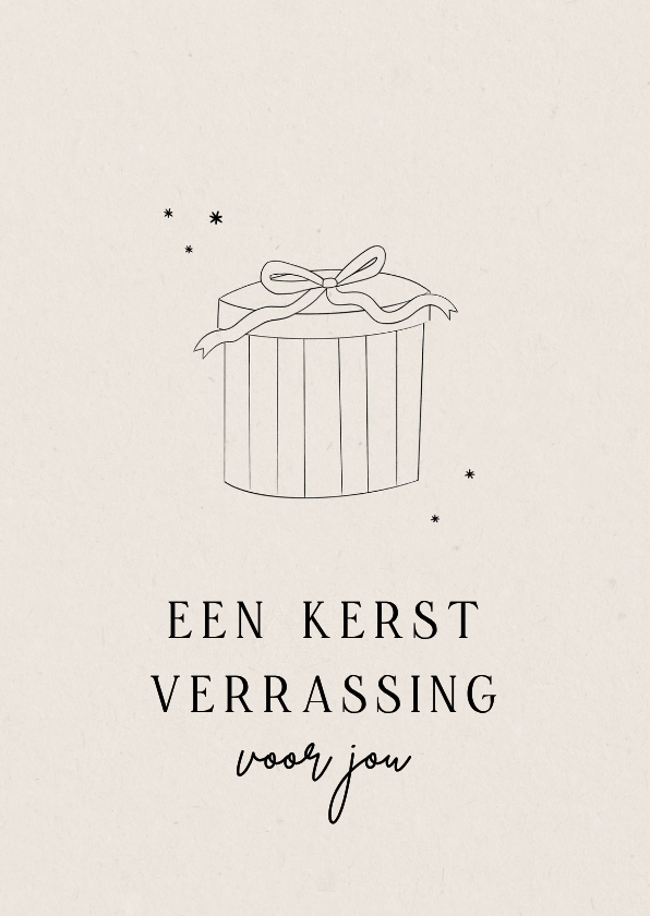 Kerstkaarten - Kerstkaart baby op komst verrassing cadeau lijntekening