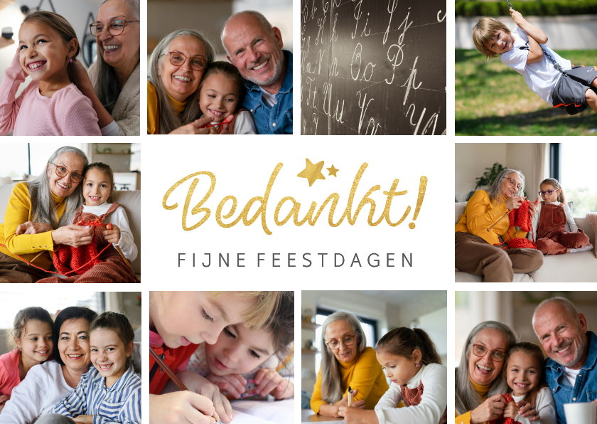 Kerstkaart bedankje met goud 'bedankt' - Kerstkaarten Kerstkaarten - Kerstkaart bedankje met goud 'bedankt'