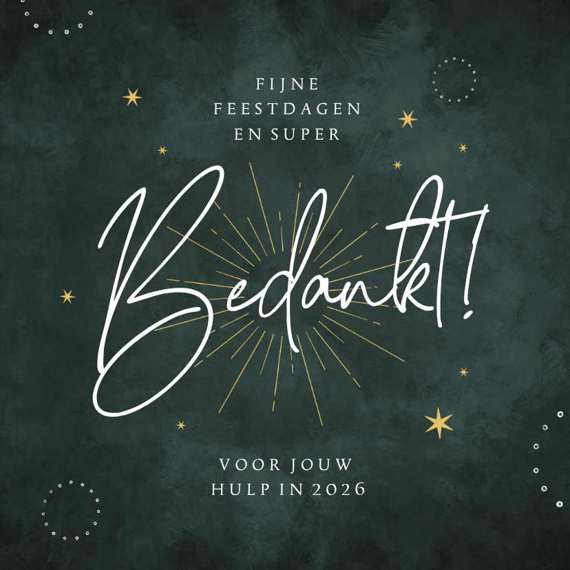 Kerstkaart bedankt groen sterretjes en vuurwerk - Kerstkaarten Kerstkaarten - Kerstkaart bedankt groen sterretjes en vuurwerk