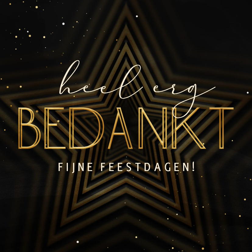 Kerstkaart bedankt met ster op achtergrond - Kerstkaarten Kerstkaarten - Kerstkaart bedankt met ster op achtergrond