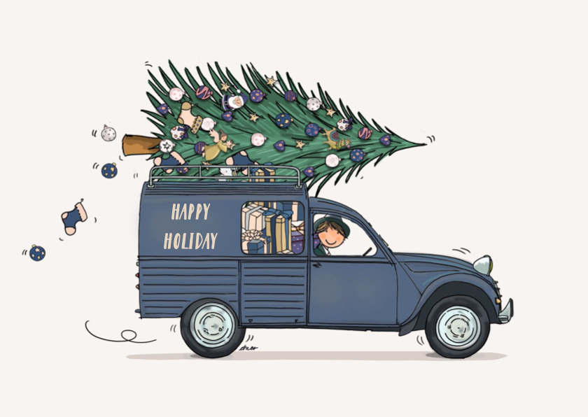 Kerstkaarten - Kerstkaart Besteleend blauw