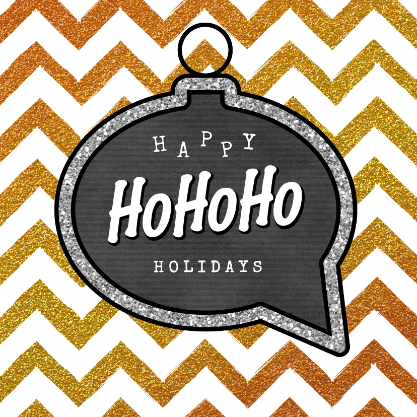 Kerstkaarten - Kerstkaart bling bling Happy HoHoHo Holidays