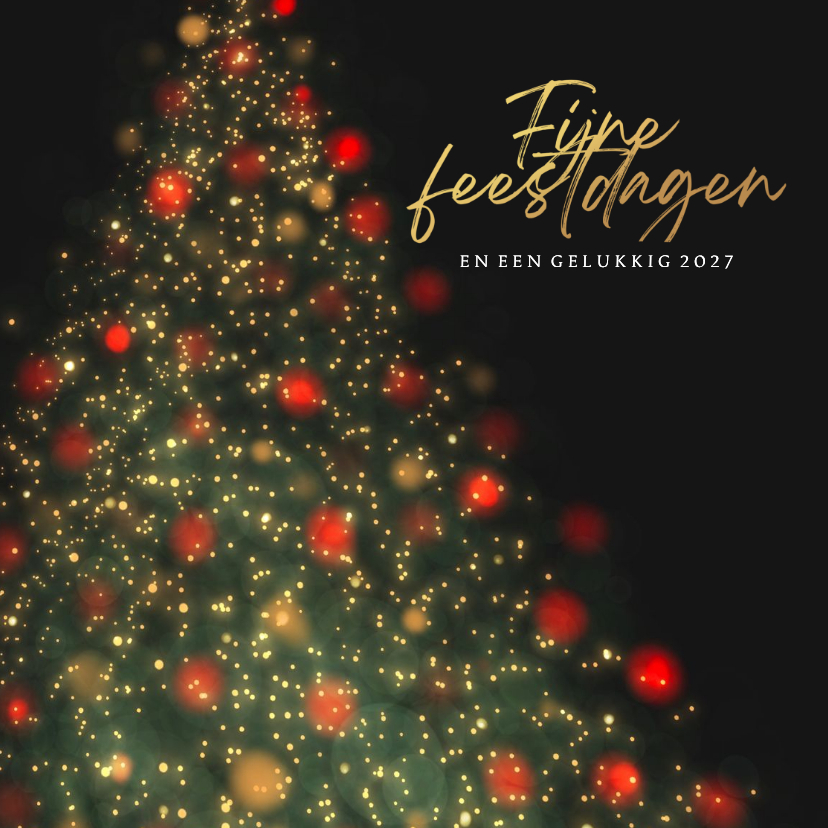 Kerstkaart Blurry kerstbom met lichtjes en ballen - Kerstkaarten Kerstkaarten - Kerstkaart Blurry kerstbom met lichtjes en ballen