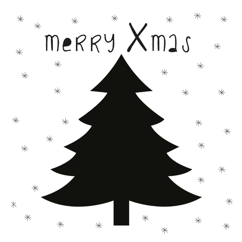 Kerstkaart boompje vlokjes - Kerstkaarten Kerstkaarten - Kerstkaart boompje vlokjes