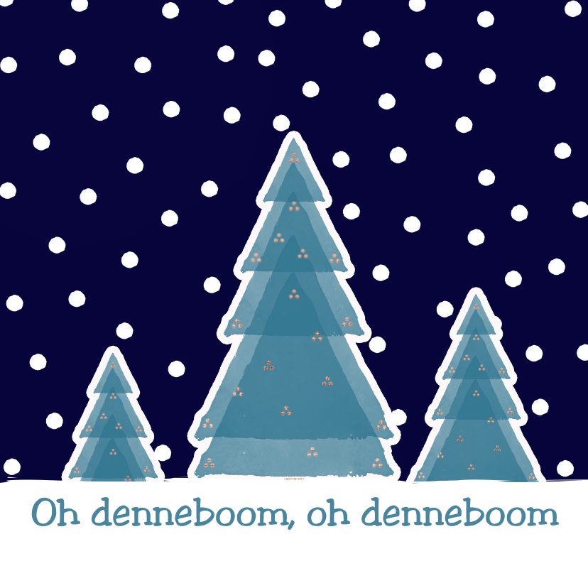 Kerstkaart Boompjes in sneeuw - Kerstkaarten Kerstkaarten - Kerstkaart Boompjes in sneeuw