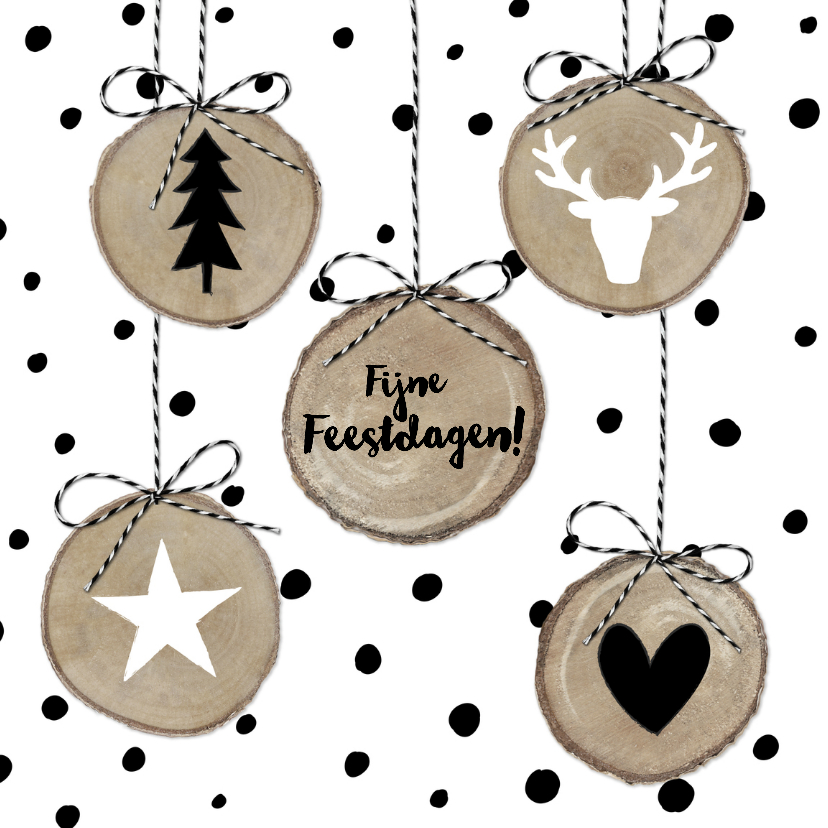 Kerstkaart Boomschijven Stippen - Kerstkaarten Kerstkaarten - Kerstkaart Boomschijven Stippen