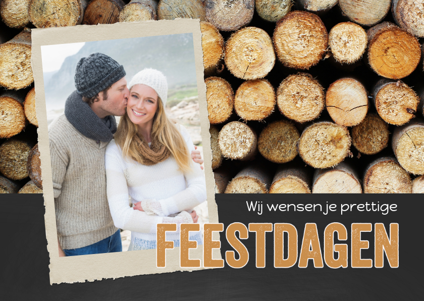 Kerstkaart boomstammen en krijt - Kerstkaarten Kerstkaarten - Kerstkaart boomstammen en krijt