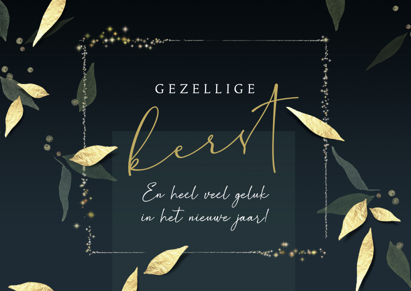 Kerstkaart botanisch en goudlook - Kerstkaarten Kerstkaarten - Kerstkaart botanisch en goudlook