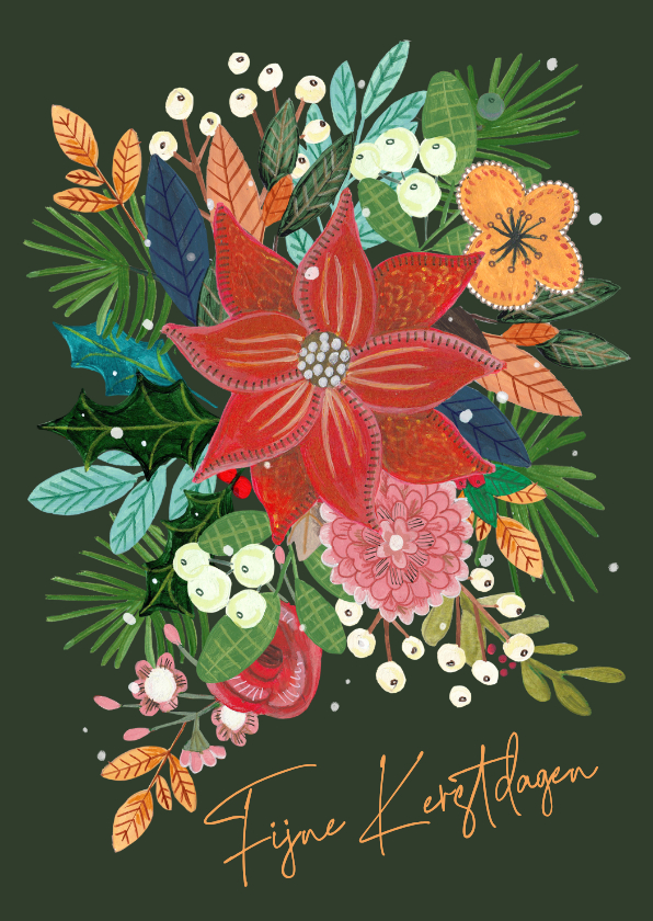 Kerstkaarten - Kerstkaart botanische kerstster poinsettia