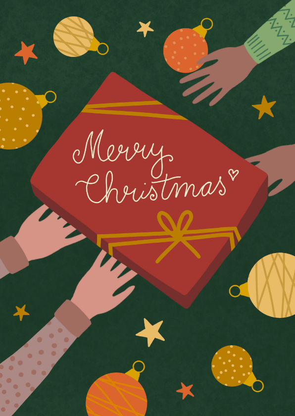 Kerstkaart cadeautje 'Merry Christmas' - Kerstkaarten Kerstkaarten - Kerstkaart cadeautje 'Merry Christmas'