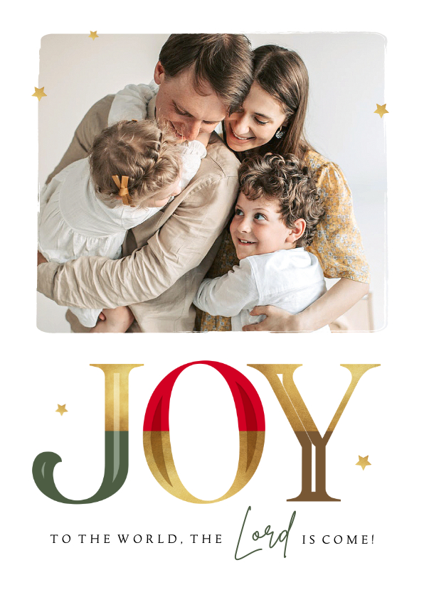 Kerstkaarten - Kerstkaart christelijk goud joy foto sterren