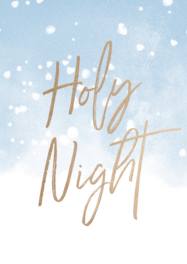 Kerstkaart christelijk Holy Night met waterverf en sneeuw - Kerstkaarten Kerstkaarten - Kerstkaart christelijk Holy Night met waterverf en sneeuw