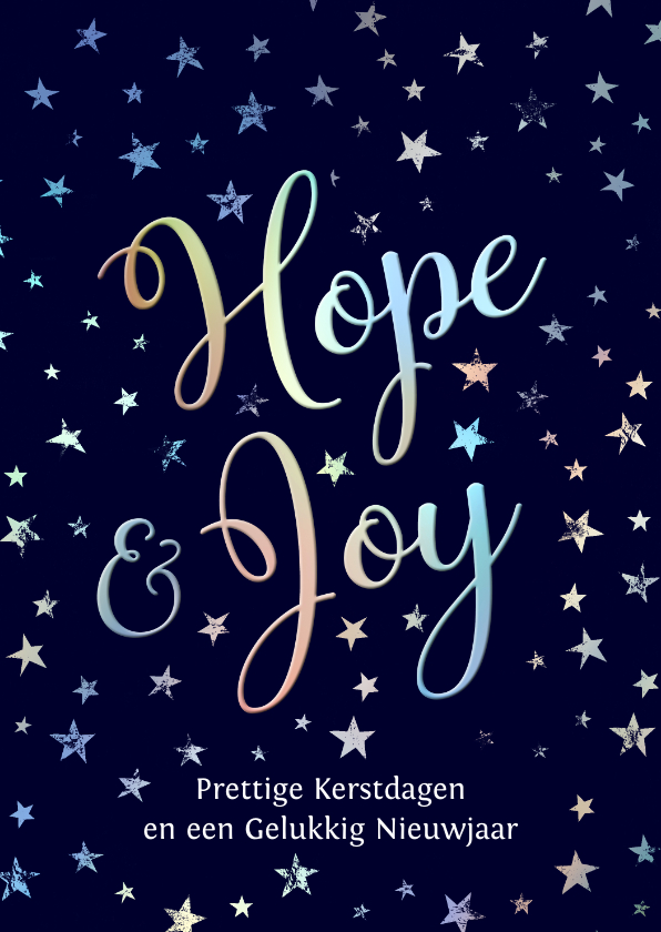 Kerstkaarten - Kerstkaart christelijk Hope Joy sterren