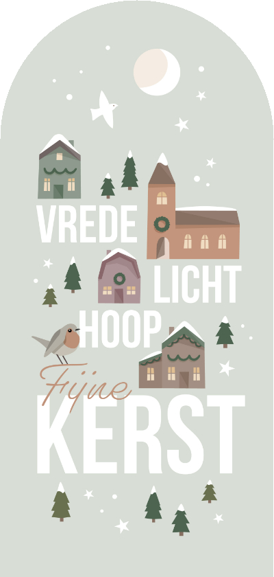 Kerstkaarten - Kerstkaart christelijk kerstboodschap en huisjes